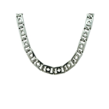 Men's Stainless Steel Deck of Cards Link Necklace, 24