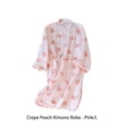 thumbnail image 2 of Minnieouse Albornoz de color melocotón, Kimono largo, de crepé para primavera y verano, camisón fino de media manga para el hogar, Pijama Rosa L, 2 of 6