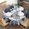 thumbnail image 3 of Blue Pioneer Flower Round Tablecloth 60" X 60",Wrinkle Wipeable Table Cloth for Kitchen Dining Room Picnic Patio Party, 3 of 6