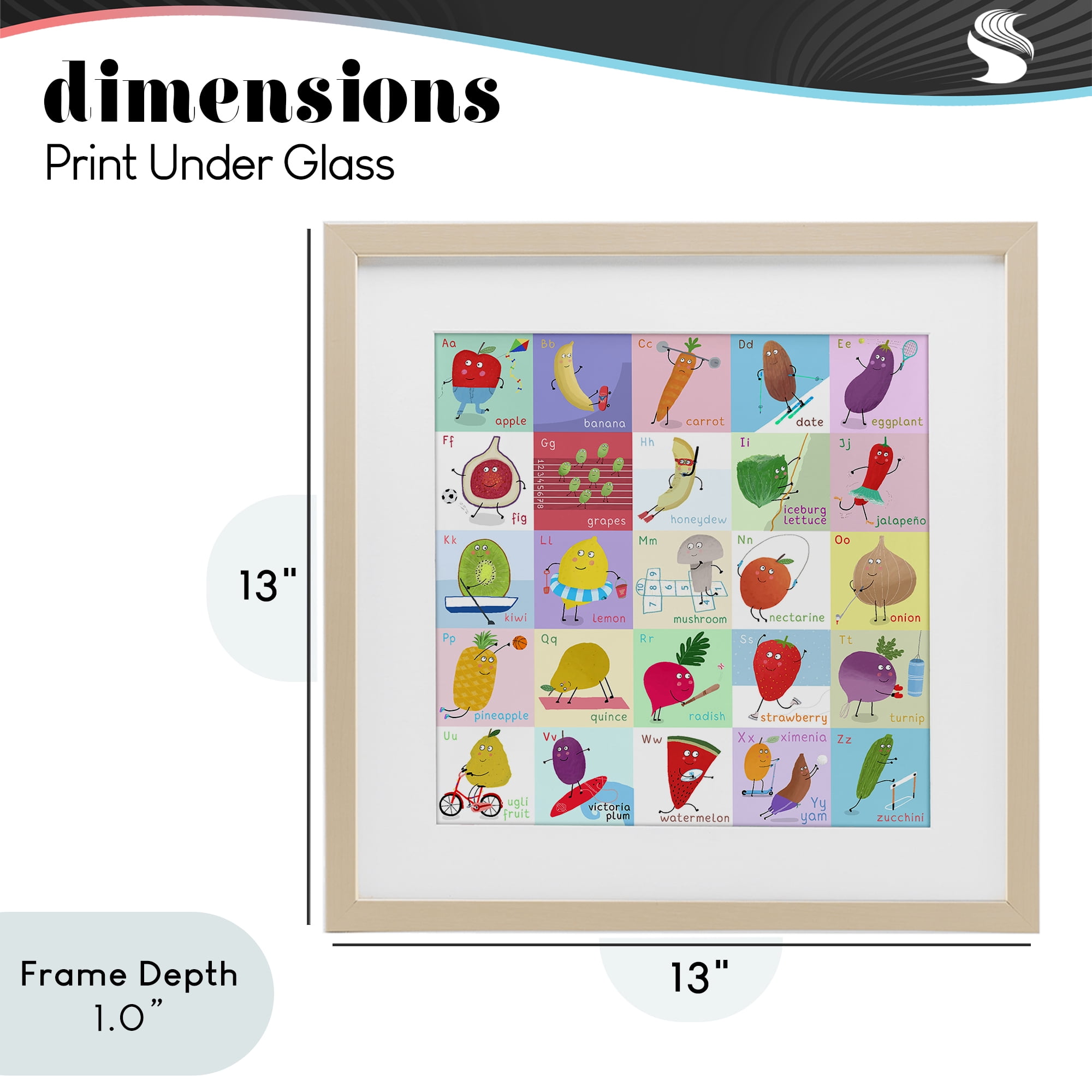 Stupell Industries Sporty Fruit Educational Birch Framed Print Under Glass, design by Carla Daly