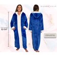 thumbnail image 3 of Silver Lilly Womens Zippered Sherpa Trim Fleece Robe with Hood - Warm Plush Luxury Bathrobe (Blue, XX-Large), 3 of 6