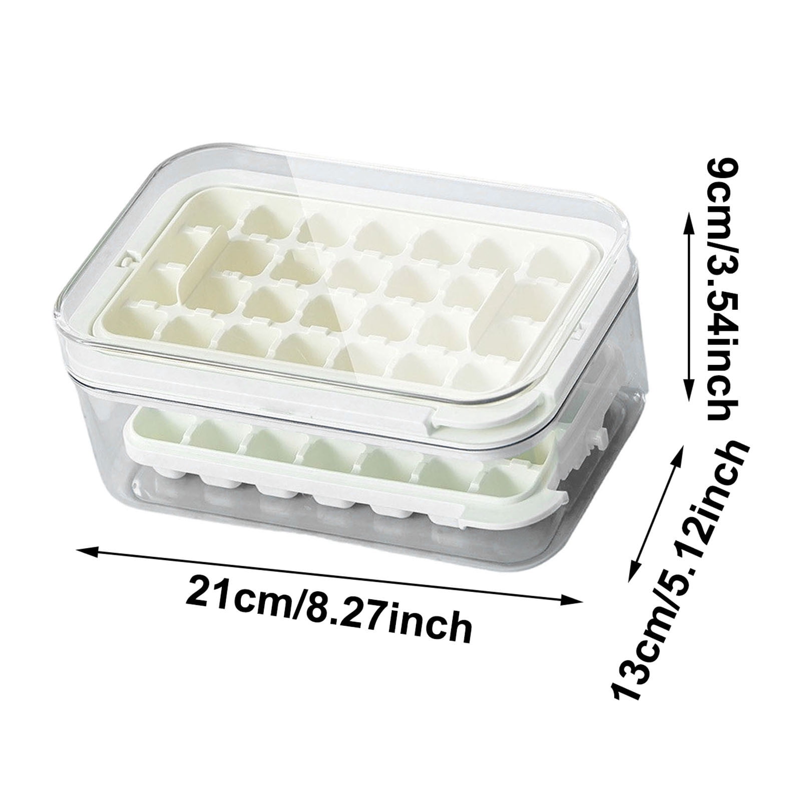 Ice Cube Tray with Lid & Bin 56 Cubes, Stackable Ice Trays for Freezer with Easy Release Silicone Bottom, for Drinks Coffee