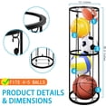 thumbnail image 2 of Vislone Ball Storage Rack - Wall-Mounted Vertical Ball Holder for Basketball, Soccer, Volleyball, Football Organizer for Garage, Home, Basement, Outdoor Use, 2 of 7