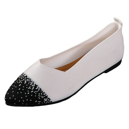 

ZAROYEAX Ladies Casual Colorblocking Mesh Breathable Shallow Mouth Pointed Toe Flat Shoes Single Shoes Soybean Shoes Casual Shoes