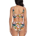 thumbnail image 3 of Daiia Retro Summer Stamp Women's Bikini Set Two Piece Swimsuit High Waisted Bikini Adjustable Straps Bikini Perfect for Beach, Pool, and Summer Vacation-XX-Large, 3 of 9
