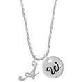 thumbnail image 1 of Delight Jewelry Silvertone Small Gelato Script Initial - A - Silvertone Script Initial Disc - W - Charm Necklace, 20"+3", 1 of 4