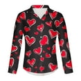thumbnail image 4 of Valentines Day Shirts Men, Long Sleeve Print Shirts Men, Men's Valentine's Day Casual Fashion Heart Printed Button Long Sleeved Lapel Top Shirt, 4 of 5