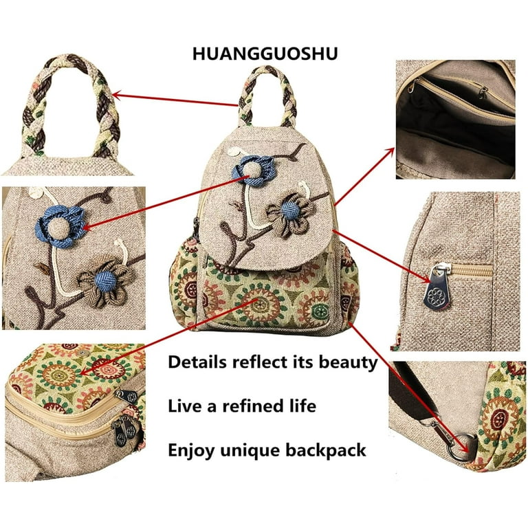 Backpack Purse For Women Casual Vintage Drawstring Anti theft Back Pack Hippie Travel Boho Hand Held Flap Hand Embroidered Backpack Walmart