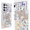 thumbnail image 4 of Compatible with Samsung Galaxy S24 Plus Bling Diamond Case Luxury Glitter Shiny Sparkly 3D Butterfly Flower Crystal Rhinestones Phone Case for Women Girly Slim Shockproof Phone Cover, Silver, 4 of 12