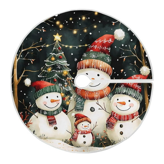 Ryvnso Christmas Tree Skirt Snowman Family Christmas Xmas Tree Skirts Ornament Home Decorations 35.4"