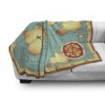 thumbnail image 3 of Island Map Soft Flannel Fleece Throw Blanket, Treasure World Map Design with Compass Navigation Adventure Hidden Land, Cozy Plush for Indoor and Outdoor Use, 60" x 80", Cream Blue, by Ambesonne, 3 of 6