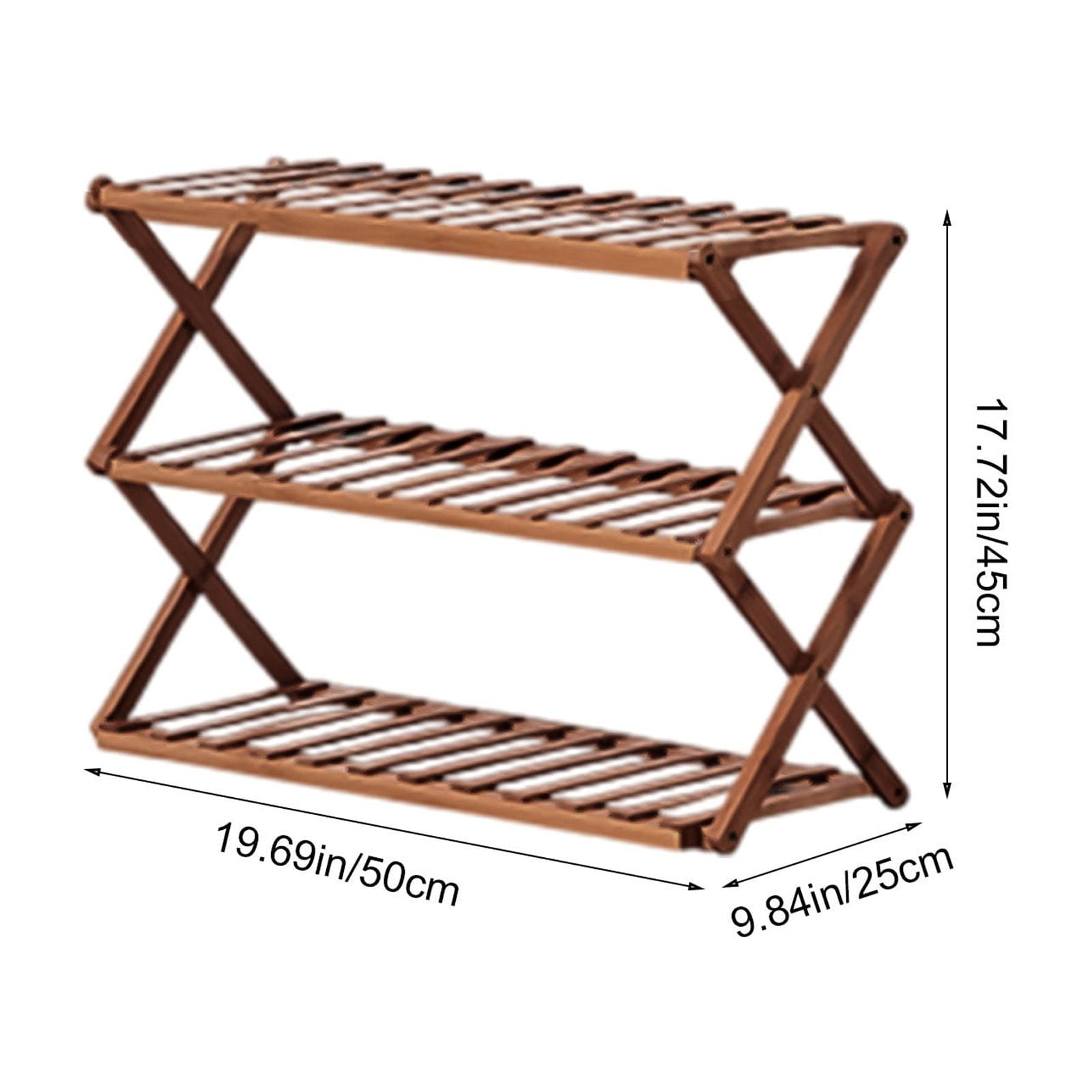 DAMAI 3 Tier Bamboo Shoe Rack,Portable Folding Multifunctional Free Standing Shoe Shelf Storage Shoe Storage Rack,Without Installation Small Shoe Rack Perfect for Corridors,Bedrooms and Small Spaces