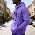 thumbnail image 5 of Mens Pullover Hoodie Fleece Sweatshirt Chest Zip Pockets Kangaroo Pocket Casual Hooded Top, 5 of 8