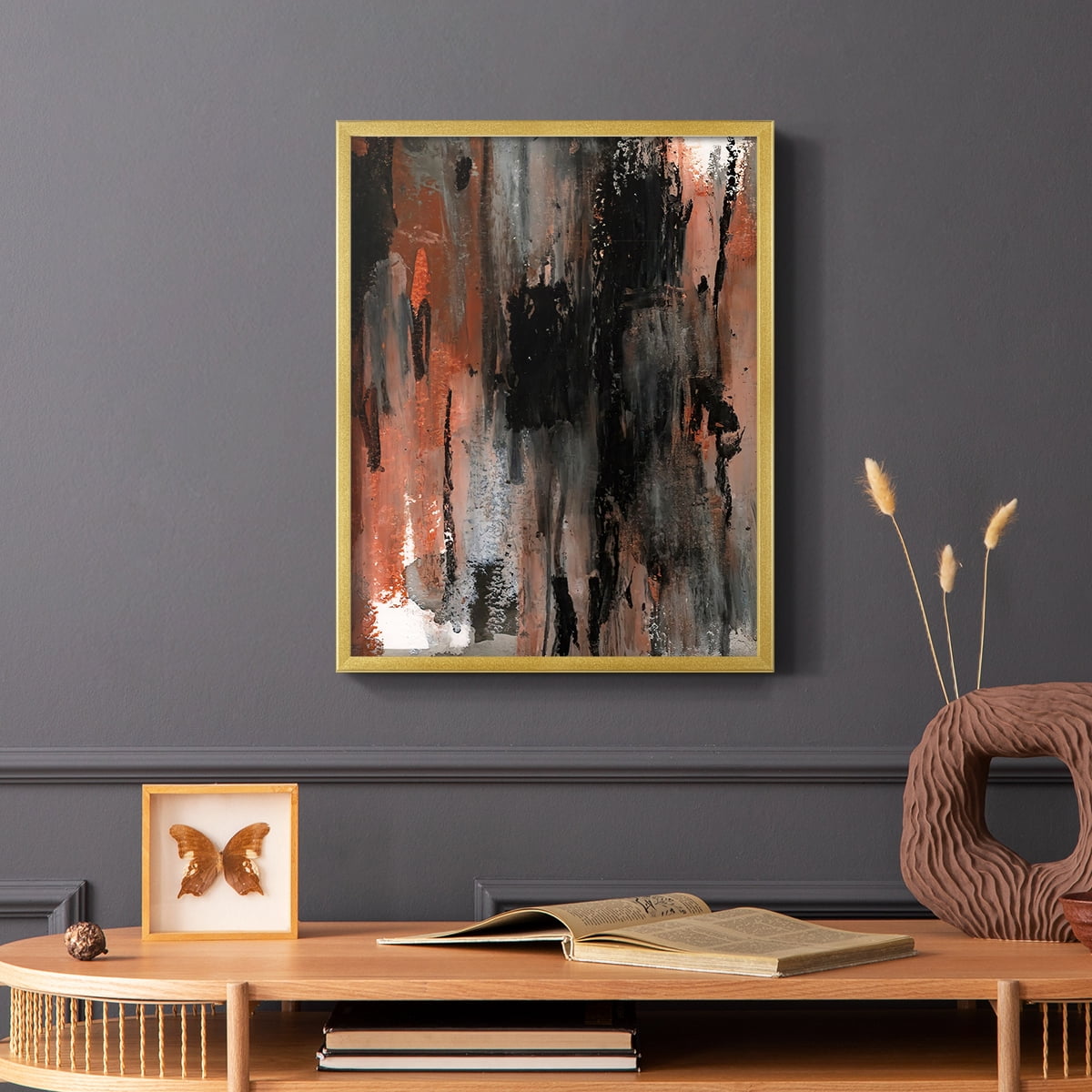 Loft Pastel VIII Framed Print in Gold Solid Wood Framed Print No Nail Hanging