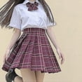 thumbnail image 1 of Faldas plisadas de uniforme escolar para niñas, uniforme escolar japonés, falda a cuadros de cintura alta, uniformes JK sexys para mujer, conjunto completo, 1 of 5