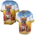 thumbnail image 3 of Vintage French Bulldog Says Hello Mother's Day Summer Sunflower Field All Over Print 3D Baseball Shirt Dog Lover Gifts Softball Sport - 12005, 3 of 6