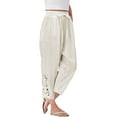 thumbnail image 7 of BKQCNKM Linen Pants Women, High Waisted Pants for Women, Drawstring Pants Women, Vacation Outfits for Women, Eyelet Pants for Women, Beige L, 7 of 7