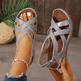 thumbnail image 2 of Women's Wide Width Crossover Strap Wedge Sandals, Comfortable Open Toe Adjustable Ankle Strap Roman Shoes for Spring & Summer, Multi-Color, 2 of 10