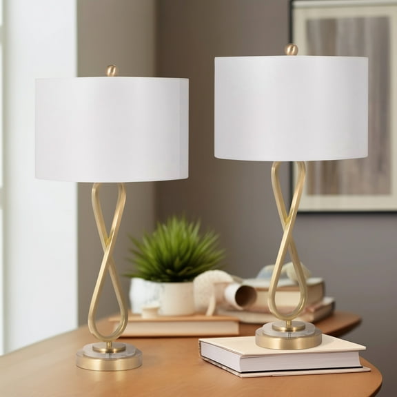 Sagebrook Home Modern Glam Metal Set Of 2 28" Infinity Table Lamps, Gold, Geometric