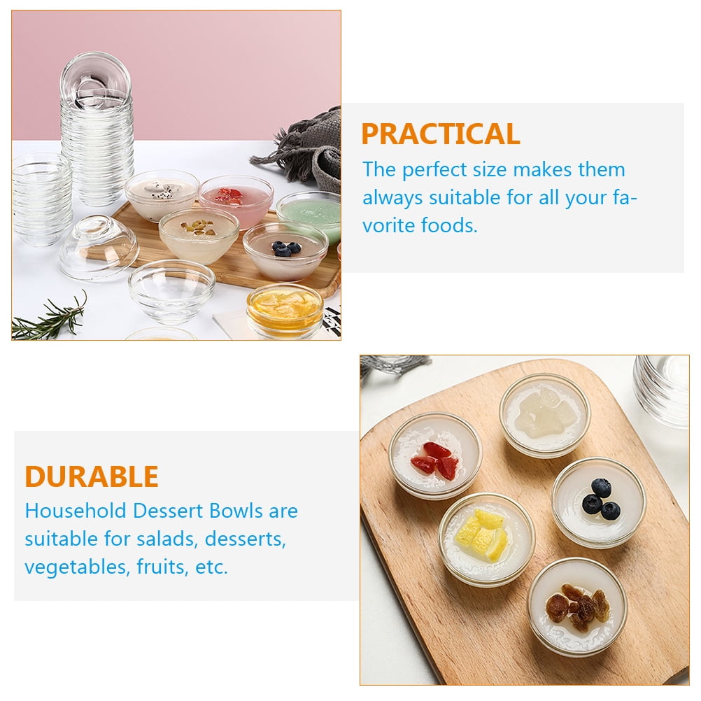 PBPBOX Transparent Glass Dessert Bowls for Home Easy to Clean and Perfect for Salads Desserts Fruits 10Pcs