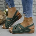 thumbnail image 6 of Summer Sandals for Women with Arch Support Casual Daily Open Toe Slip-On Wedge Sandals Slippers with Buckle for Women Beach Vacation Holiday Vintage Fashion Green 8, 6 of 9