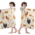 thumbnail image 4 of Beige Chicken Cartoon Pattern Hooded Bath Towel，60"x35" for Ages 3 To 12 Kids, Quick Dry Lightweight Soft Microfiber Hood Beach Towel Cover Up for Kids, 4 of 7