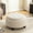 Beige, variant on CQSXDA Upholstered Round Ottoman With Reversible Lid In Beige Fleece Fabric For Living Room Bedroom Office Storage Stool