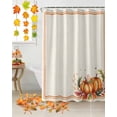 thumbnail image 2 of Fall Shower Curtain Pumpkin Autumn Maple Leaf Bathroom Curtains with Hooks, Waterproof Fabric Orange Stripe Framed Thanksgiving Bath Shower Curtains Set for Bathroom Bathtubs Decor 72x84 Inch, 2 of 7