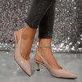 thumbnail image 3 of Xucatan Women's Slingback Kitten Heels, Pointed Toe Dressy Sandals with Ankle Strap, Low Heel Casual Evening Shoes, Versatile Solid Color Footwear for Daily Gift, 3 of 8