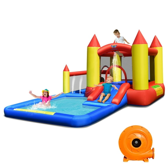 Infans Inflatable Water Slide Castle Kids Bounce House Indoor & Outdoor w/ 480W Blower