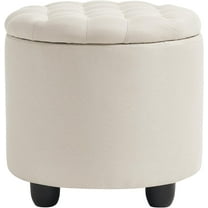 WSSYzyzf Modern Round Storage Ottoman,Button Tufted Ottoman Foot Stools Ottoman Footstool with Removable Lid Storage Ottoman for Living Room, Bedroom, Makeup Room，Beige