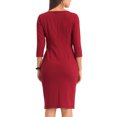 thumbnail image 3 of INSPIRE CHIC Robe Fourreau pour Femmes Col à Fermeture à Glissière Robe Crayon de Travail Rouge Foncé L, 3 of 5