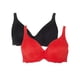 thumbnail image 1 of Gorgeous - Sujetador T-Shirt Encaje para Mujer - Pack de 2 (Negro, Cereza), 1 of 5