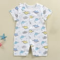 thumbnail image 2 of HCNTES Infant Newborn Baby Unisex Short Sleeve Jumpsuit Romper One-Piece Children Toddler Cozy Pajamas Nighty Homewear for Spring Summer(Y01-Sky Blue,0-6 Months), 2 of 4
