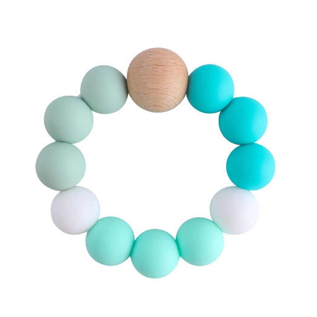 Baby Nursing Bracelets Wooden Silicone Chew Beads Teething Rattles Toys Teether 