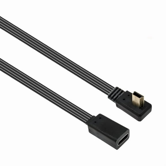Type C Female to Mini USB Male Adapter Cable 90 Degree Right Angle Data Cord Wire for Smartphones Tablets and Cameras