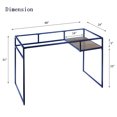 thumbnail image 6 of Tcbosik Modern Glass Writing Desk with Storage Shelf, 48” Home Office Computer Table with Metal Frame in Blue, for Bedroom, Study, Living Room, 6 of 11