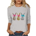 thumbnail image 2 of Ounisa Womens 3/4 Sleeve T Shirt Crew Neck Easter Bunny Printed Pullover Loose Fit Casual Spring Relaxed Tops S-3XL, 2 of 7