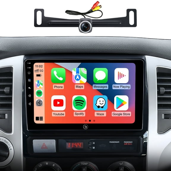 9inch Car Stereo Radio for Toyota Tacoma 2005-2015 | Wireless CarPlay & Android Auto | GPS Navigation Touchscreen | Bluetooth FM/AM | HD Backup Camera | Steering Wheel Control
