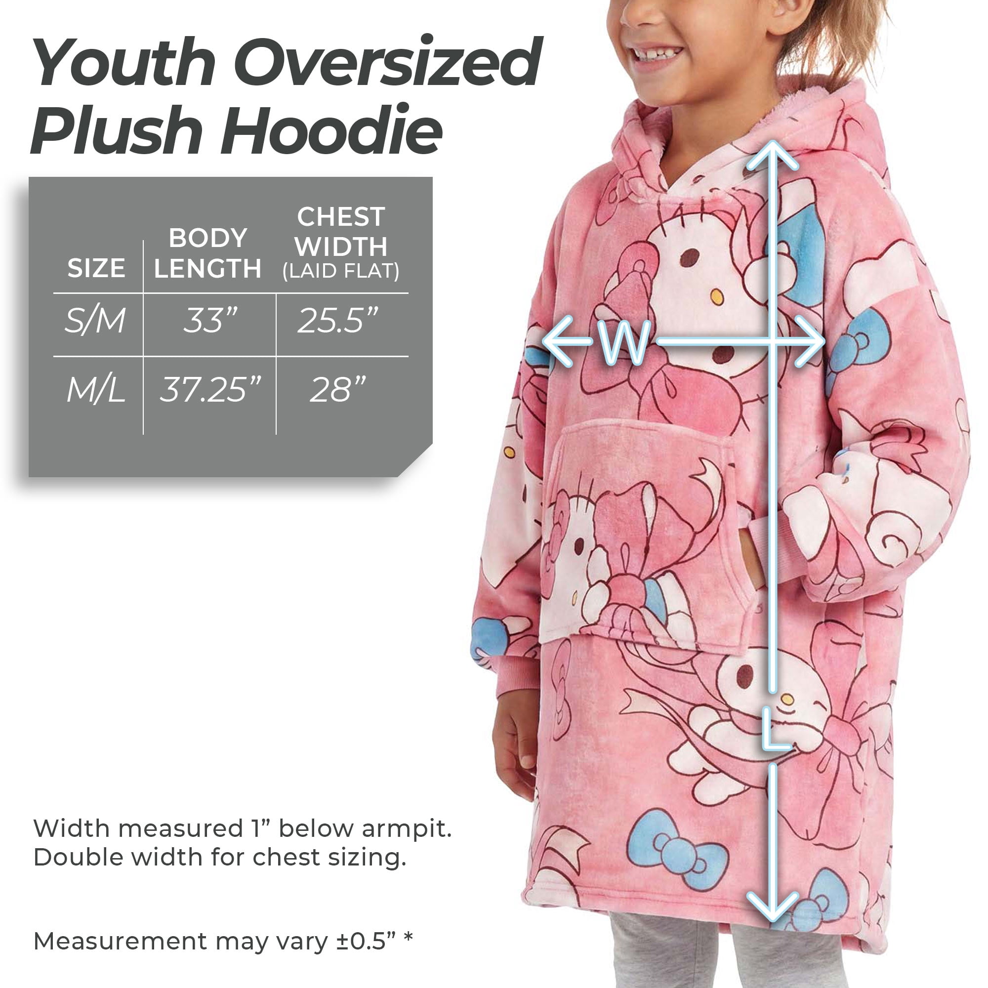 Girls Hello Kitty Cute Bows and Friends Wearable Blanket Hoodie