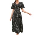 thumbnail image 5 of Lenago Robes Longues d'Été Grande Taille pour Femmes Robe à Col Manches Courtes Florale Boutonnée Jupe Longue en Chiffon Robes de Soirée Plage en Solde, 5 of 5
