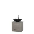 thumbnail image 2 of Wyndham Collection Centra 24 inch Single Bathroom Vanity in Grey Oak Ivory Marble Countertop Arista Black Granite Sink and No Mirror, 2 of 5