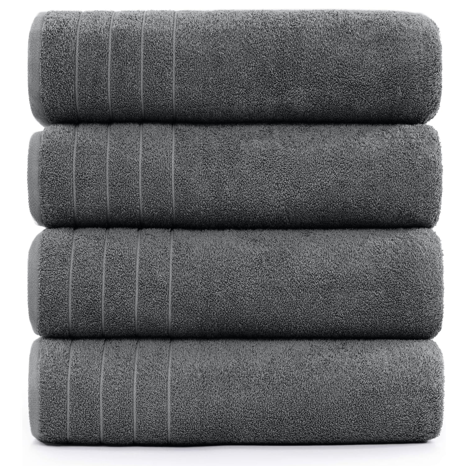 Dan River Bath Towel 30x60 pack of 4 Ultra Soft Quick Drying Large Cotton Towel - Gray