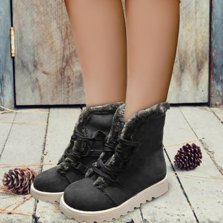 

TALKVE Warm and non slip Women s Boots High Cut Flat Lace Up Boots Snow Warm Plus Round Toe Women s Boots