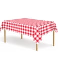 thumbnail image 1 of Mantel CINSOEN, 54 x 108 pulgadas, rojo y blanco a cuadros, impermeable, 1 of 7