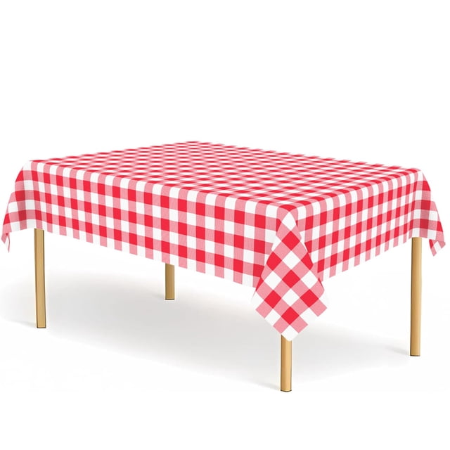 Mantel CINSOEN, 54 x 108 pulgadas, rojo y blanco a cuadros, impermeable