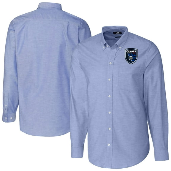 Men's Cutter & Buck Blue San Jose Earthquakes Big & Tall Stretch Oxford Long Sleeve Dress Shirt