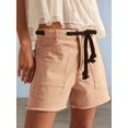 thumbnail image 5 of Women's Denim Drawstring Pockets High Rise Knee Length Pants Jorts Shorts for Casual Summer Orange S, 5 of 8