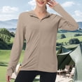 thumbnail image 7 of Oiangi Womens Hoodie Jackets with Zipper Pockets Sun Protection SPF Athletic Shirts Long Sleeve Full Zip Workout Tops Khaki XL, 7 of 7