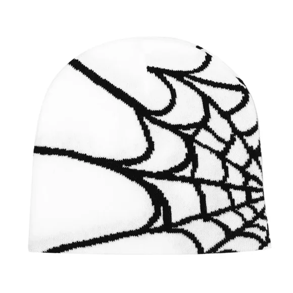 Y2K Gothic Spider Pattern Wool Acrylic Knitted Hat Women Beanie Winter Warm Beanies Grunge Hip Hop Casual Skullies Outdoor Cap